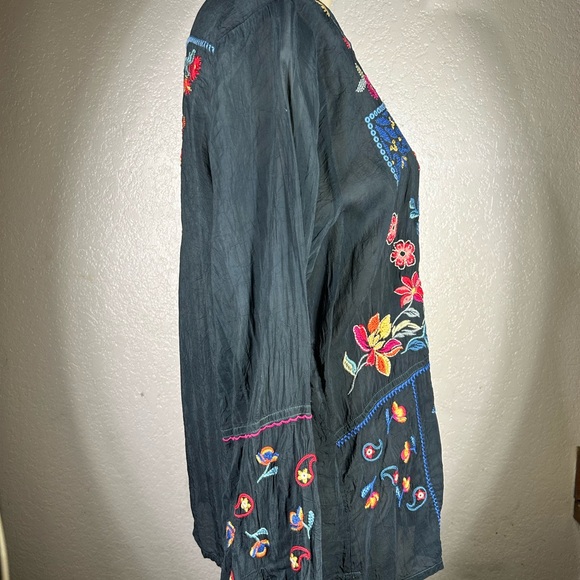 Johnny Was Catina Blouse Almeria in Evergreen Japanese Rayon NWT - Picture 5 of 13